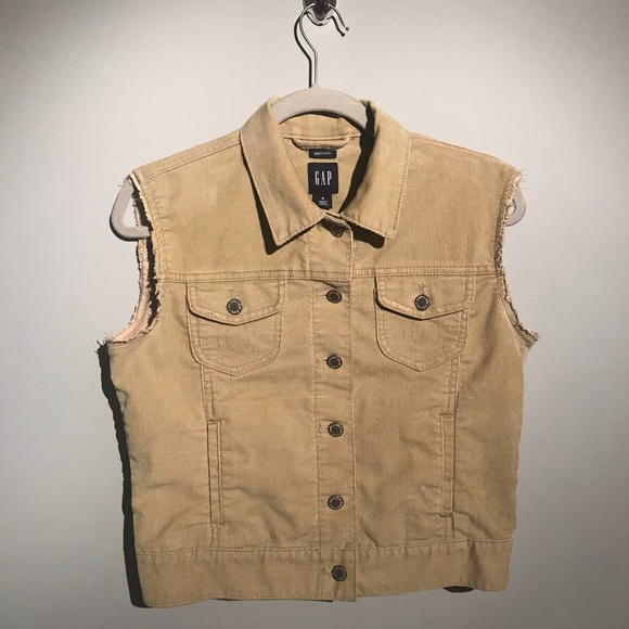 GAP CORDUROY VEST w/ DISTRESSED EDGES SIZE MEDIUM - Picture 1 of 4
